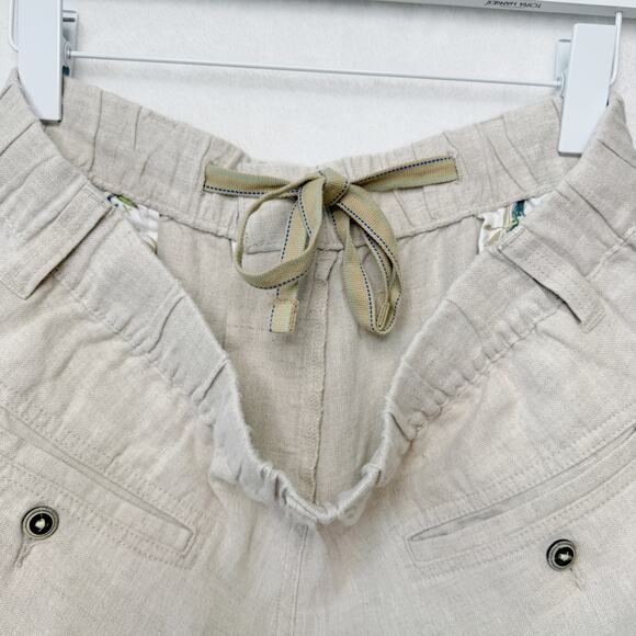 CARIBBEAN 100% Linen Relaxed Fit Pants Drawstring Natural Flax Beige Mens 36x32 - Picture 7 of 9